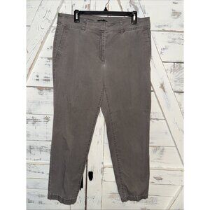 Eileen Fisher Brown Faded Ankle Pants 12 Organic Cotton Tencel Spandex Chino